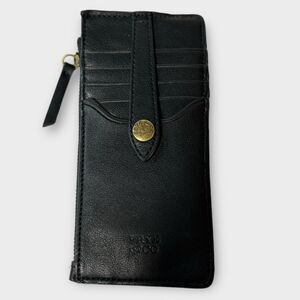 Frye Melissa Black Leather Snap Card Women Coin Card Cases Wallet